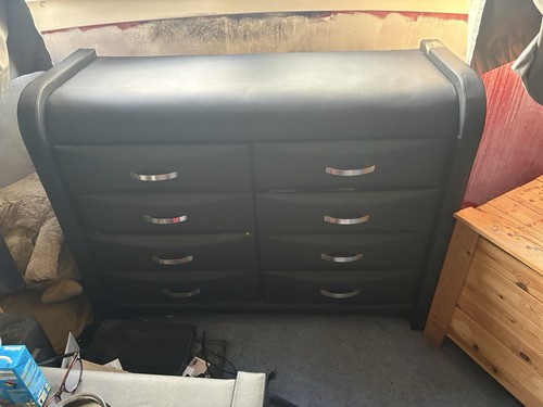 Black leather chest drawers - black,