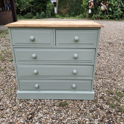 Painted pine chest draws - chest, 5